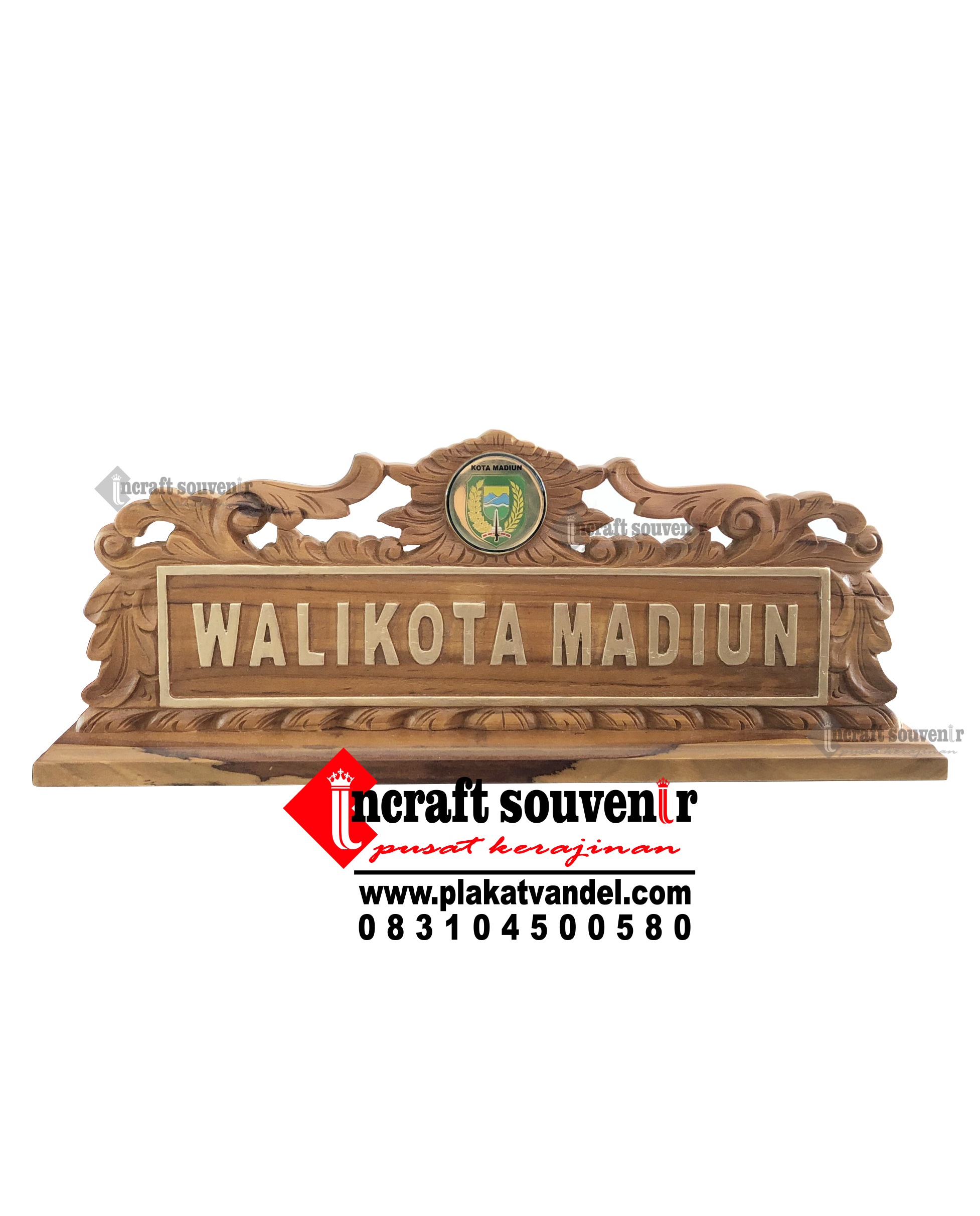 PAPAN NAMA MEJA UKIR KAYU JATI K17